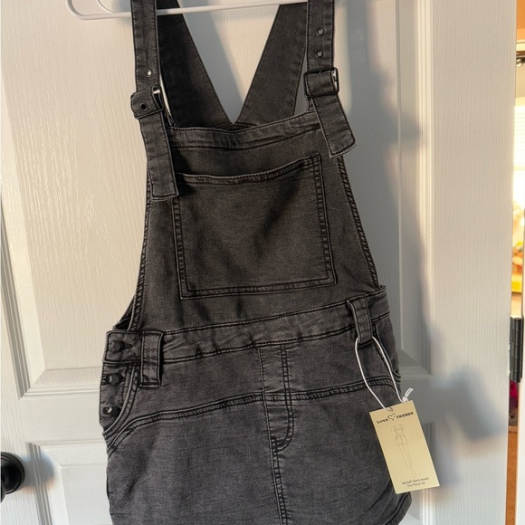 Black Denim Overalls Skort - Picture 1 of 6